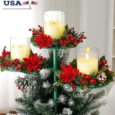 Triple Layer Christmas Tree Candle Holder Elegant Holiday Decoration Centerpiece