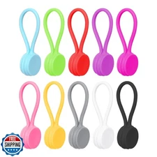 Quacc 10 PCS Reusable Magnetic Cable Ties Magnetic Cable Ties Silicone Cable 