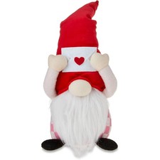 Valentine's Day Red Pink Bearded Checkered Gnome Plush Decor 17" Gift Her Love