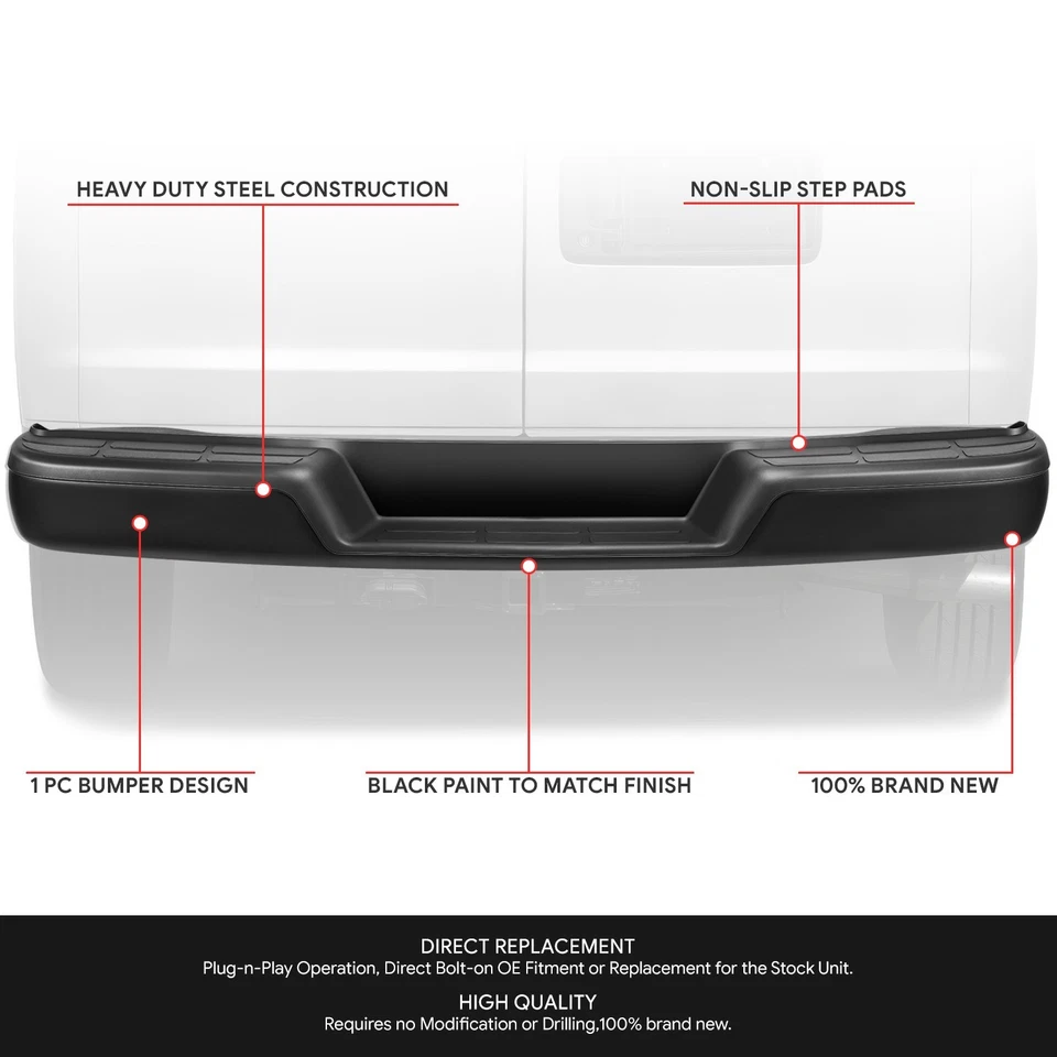 Черный задний бампер в сборе для 1996-2023 Express Savana 1500 2500 3500 - Изображение 2 из 4