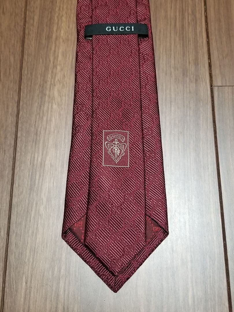 GUCCI Interlocking Pattern Silk Tie burgundy GG p… - image 3