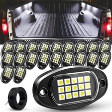 20 Pods Pure White LED Rock Lights - Offroad Underbody LED Kit for Truck Car SUV