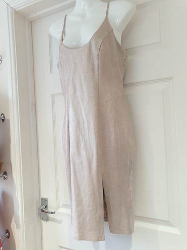 MISSGUIDED Party Dress Pale Pink With Silver Shimmer Bodycon Sheath UK Size 10 - Bild 2 von 8