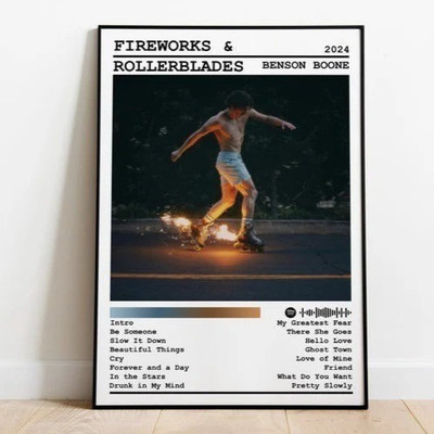 Benson Boone Fireworks & Rollerblades Album Poster Music Wall Art 24x36 Unframed