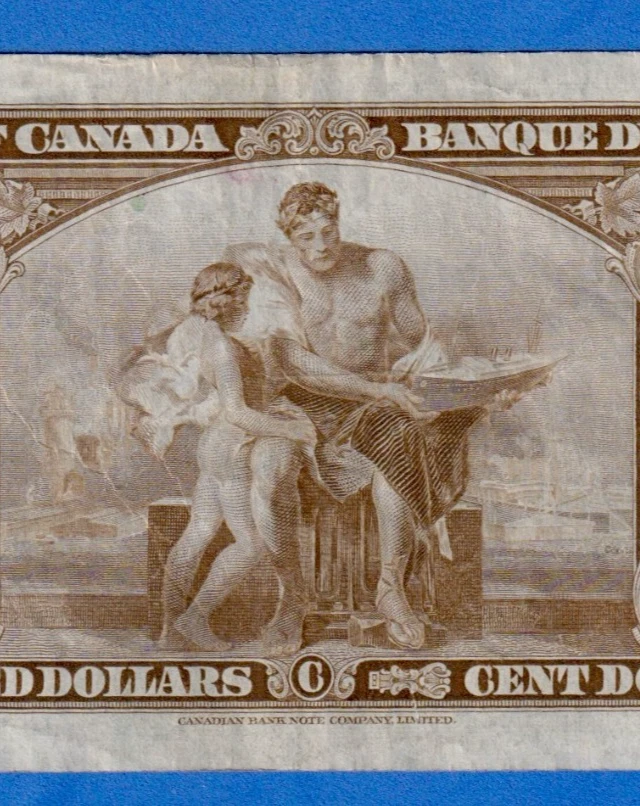 Canada $100 1937 BC-27b / P-64b Circulated  Note B/J 2901684  Sir John MacDonald - Image 4 of 4