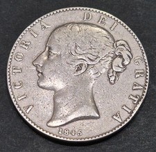 1845 Crown Queen Victoria Silver Coin