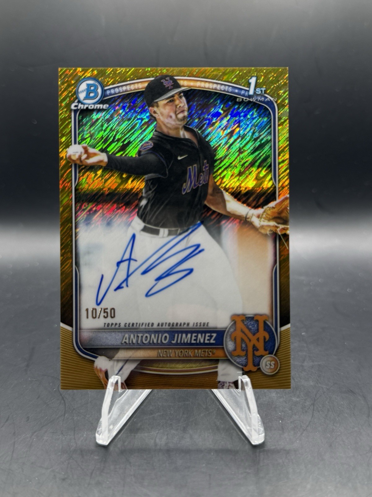 2025 Bowman Draft Chrome 1st Auto /50 Gold Shimmer ANTONIO JIMENEZ Mets SP SK2