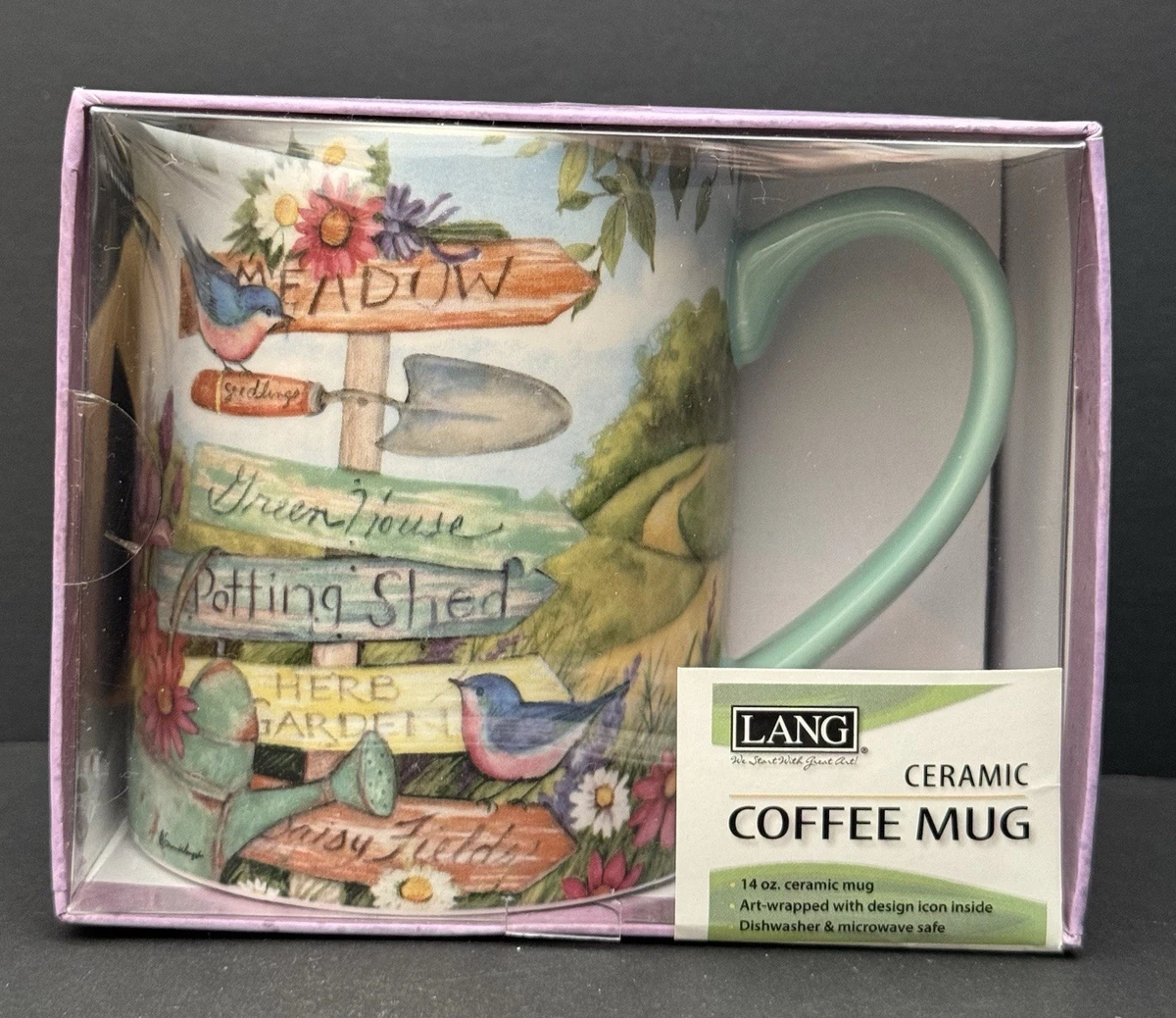 Tazza LANG Dream Big Cafe Di Susan Winget | 17oz In Ceramica Con Scatola Regalo | Microonde E Lavastoviglie | Tazza Motivazionale Con Icone Colorate
