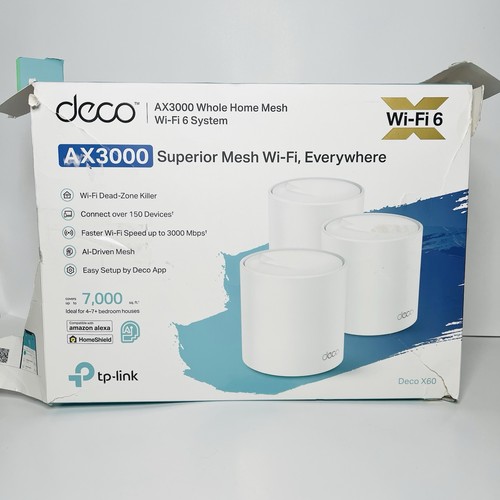 TP-LINK Deco X60 AX3000 Système Wi-Fi 6 Maillé pour toute la maison - Pack de 3 7000 pieds carrés