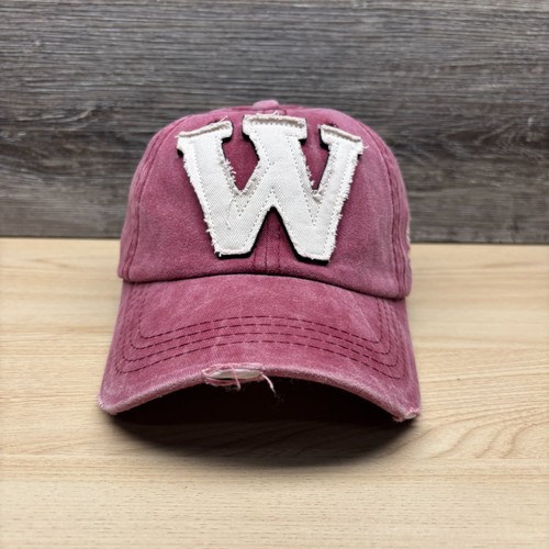Who What Why? Hat Cap Strap Back Maroon Red Distressed Letter W Logo Mild Jokers