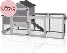 Large Chicken Coop with Wheels, Outdoor Hen House Mobile Poultry Cage with Run,
