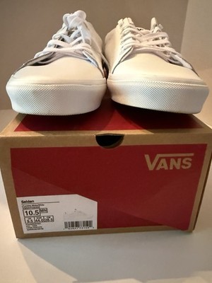 VANS Seldon White Tumble Leather Sneakers Men s 10.5 NEW
