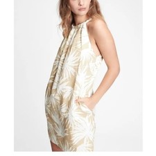 Gap Tie-Back Sleeveless Linen Halter Dress Womens 10 Cream Beige Resortwear