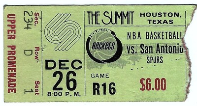 San Antonio @ Houston 12/26/79 Ticket Stub Rockets 143 Spurs 110 Calvin ...