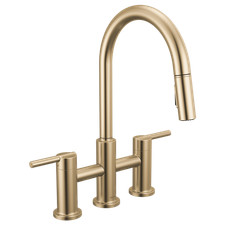 Delta Nicoli 39876LF-CZ Pull-Down Bridge Kitchen Faucet - Champagne Bronze
