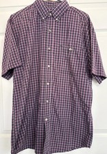 Bit & Bridle Shirt Men’s Lg Purple/Black/Red Plaid Cotton Blend Button-Up SS