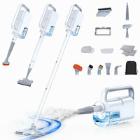 Corded Steam Mop 10s Heat-Up 180° Swivel + Nozzle Brush Cloth White/Grey