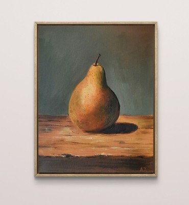 Pear Fruit Still Life Painting Original, Fruits Unique Picture 24x30cm