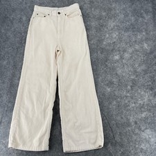 BDG Urban Outfitters Pants Women's 26 High & Wide Corduroy Off White Cream Crop