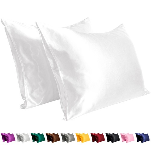 Glazed Satin Pillowcase 2 Pack for Hair And Skin Pillow Cover 11 Colors
