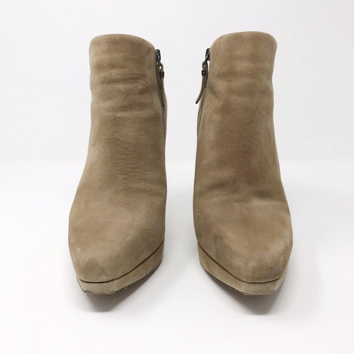 Via Spiga Ankle Booties Women’s Sz 7.5M Tan Suede Leather Stiletto Heel Side Zip - Bild 2 von 10