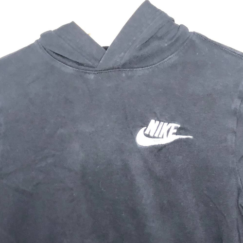 Nike Hoodie Sweater Boys Medium Black Stretch Stitched Logo Pullover Activewear - Picture 3 of 10