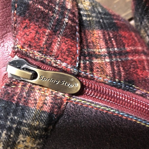 Stivaletti L'artiste Spring Step Scottala in pelle rosso bordeaux con zip a quadri 38 US8 - Foto 15 di 17