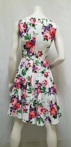 New w/Tags Retro Pink Purple Floral 50s Inspired Fit N Flare Dress - Size S - Picture 6 of 7
