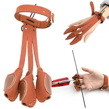 Archery 3-Finger Guard Brown Leather Traditional Protective Bow Hunting Target