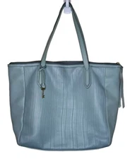 Fossil Toko Shopper Wave Embossed Leather Tote Sage Green