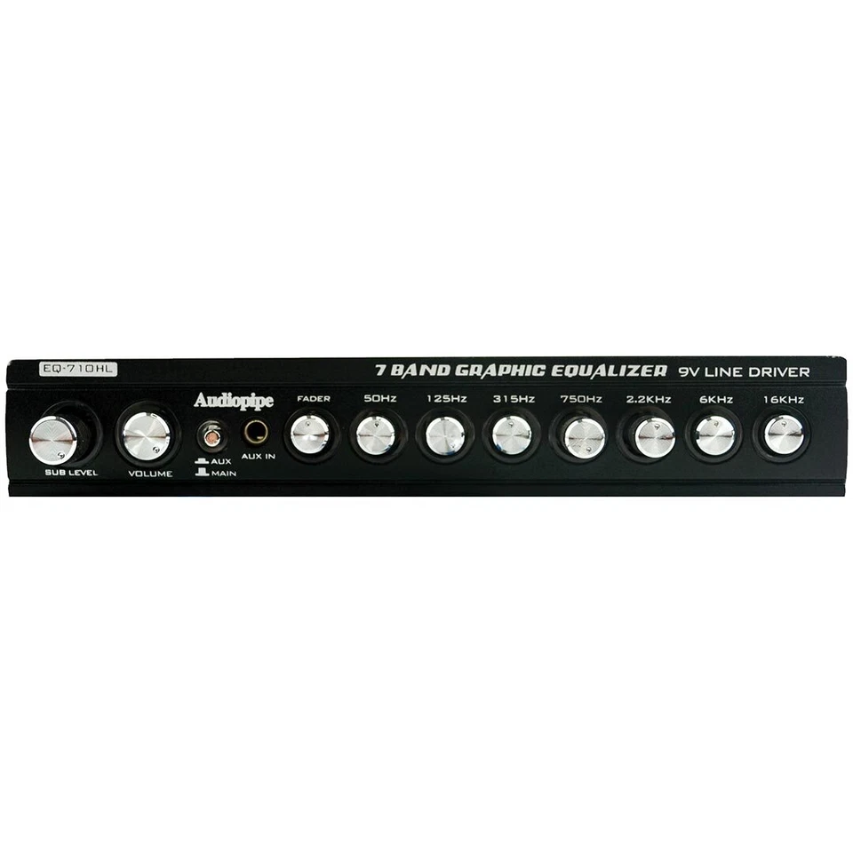 AUDIOPIPE EQ-710HL 7-BAND 1/2 DIN GRAPHIC EQUALIZER EQ w/ HI/LO 9V LINE DRIVER - Image 2 of 4