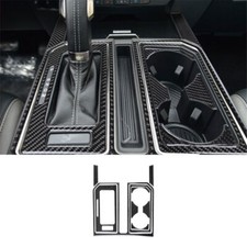 Cubierta de panel portavasos consola de cambio de marchas interior de carbono para Ford F-150