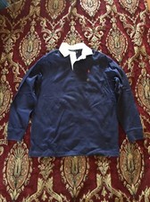 VINTAGE RARE POLO RALPH LAUREN COTTON RUGBY BLUE SWEATSHIRT MEN  S MEDIUM   WOW