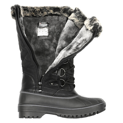 Women Faux Fur Lined Mid Calf Winter Snow Boots Fashion Knee 
