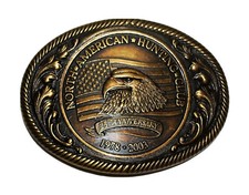 North American Hunting Club Member Belt Buckle 1978-2003 25th Anniversary Brass