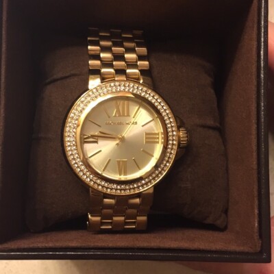 MICHAEL KORS LUCY GOLD TONE STAINLESS STEEL GLITZ CRYSTAL  display picture 3