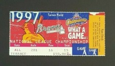 1997 Braves National League Championship Baseball Ticket Stub Game A Seat 15