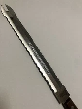 Regent Vtg Centurion Miracle Worker SS Japan Serrated Knife 9.75" Dbl Blade Wood