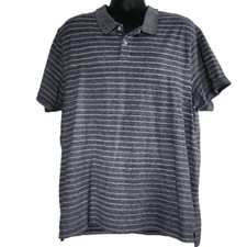Old Navy Mens Size XXL Blue White Striped Built in Flex Short Sleeve Polo Shirt