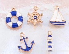 lot 50 Pcs cartoon Blue Ocean mix Charm earrings Pendants DIY Jewelry Makings