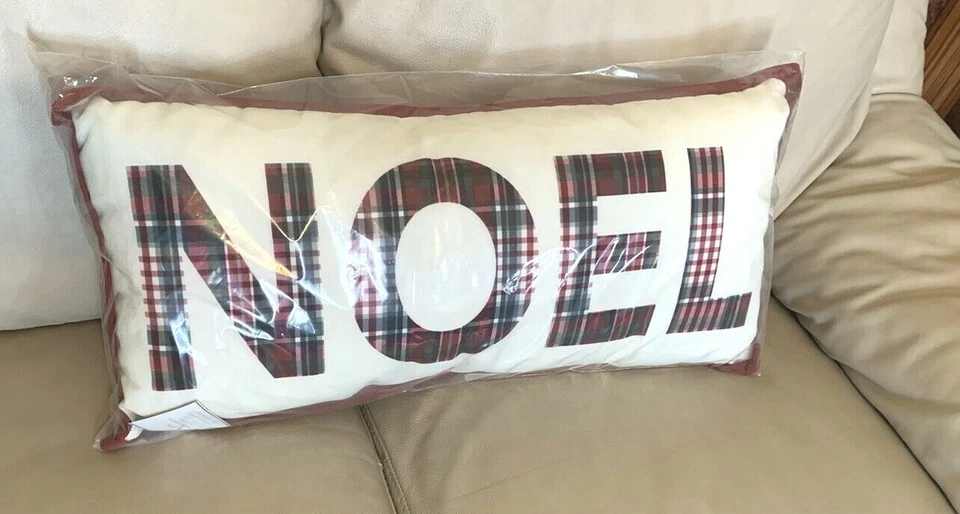 Pottery Barn Holiday Plaid Christmas Pillow Noel Disney party gift Birthday / - Image 2 of 4