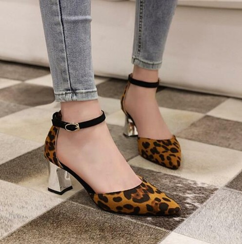 leopard block heels closed toe