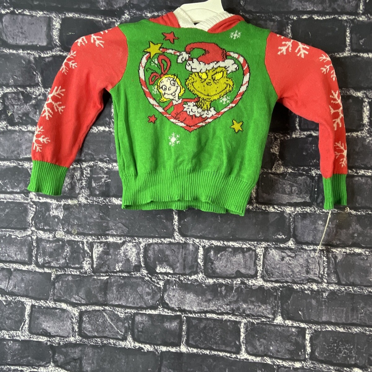 The Grinch Infant 18 Month Hooded Heart Pullover Sweater Green