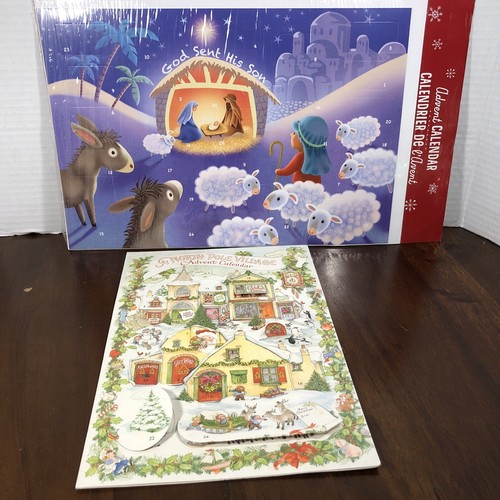 2 Vintage Punzen Weihnachten Adventskalender Nordpol & Tag Frühling Krippe - Bild 18 von 18