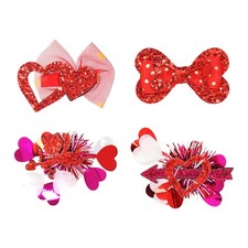 4 Pcs Hair Bows for Girls Cute Valentines Heart Clips Red Hair Bow Accessor
