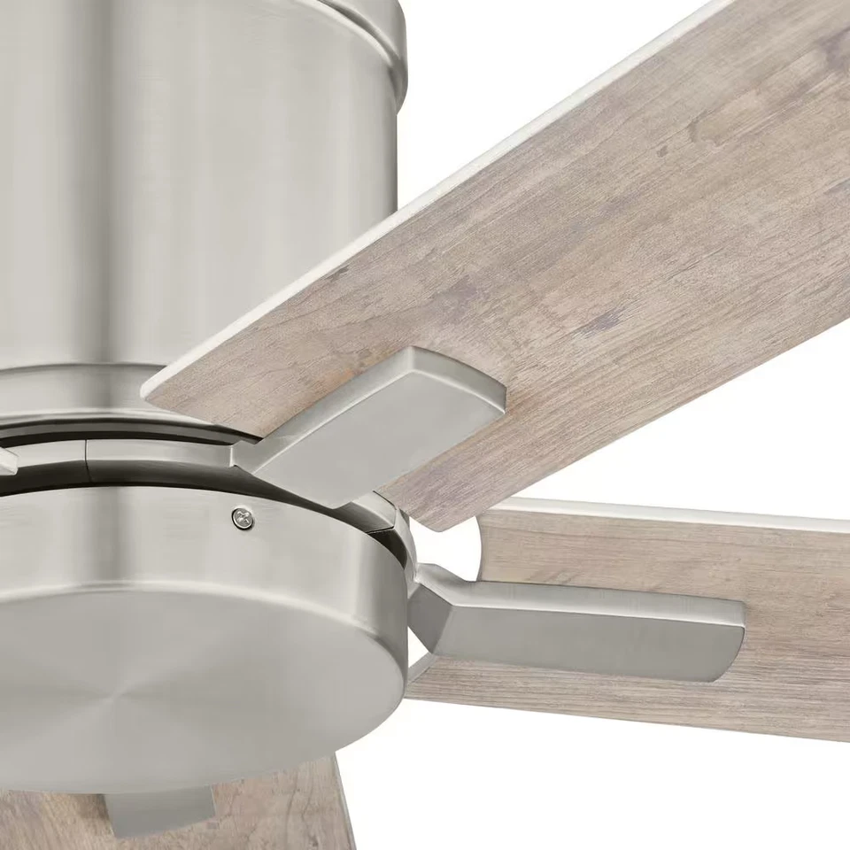 48" Indoor W/Covered Outdoor Brushed Nickel Low Profile Ceiling Fan No Light. - Image 4 of 4