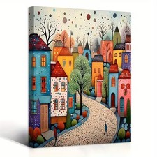 Leinwanddruck  Häuser gerahmt Farbig Wandbild Wandkunst Wanddekoration Poster
