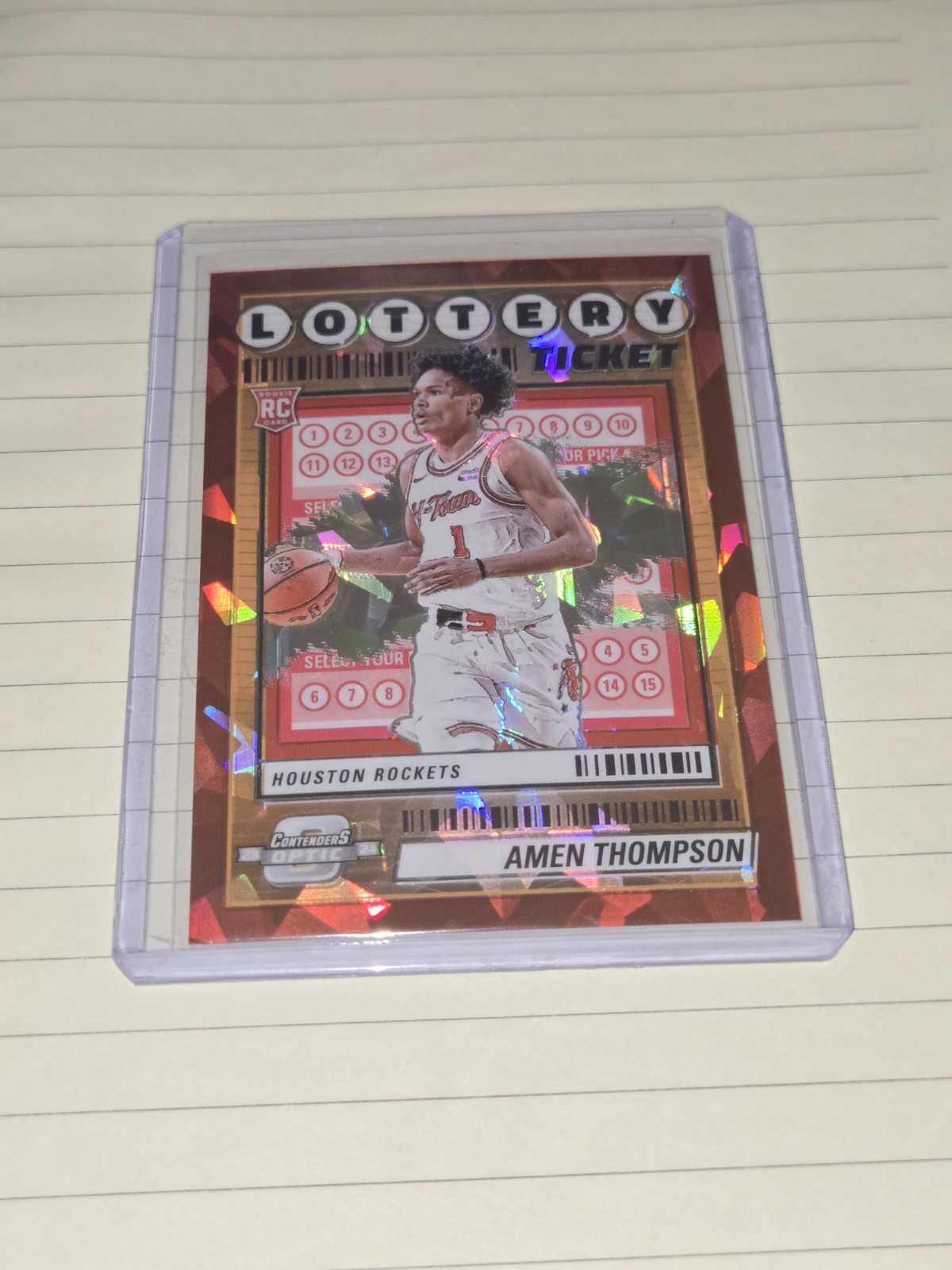 2023-24 Panini Contenders Optic Lottery Ticket Amen THompson RC Red Ice /175