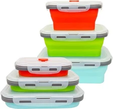 CARTINTS Reusable Silicone Food Storage Containers, Collapsible Multicolor 