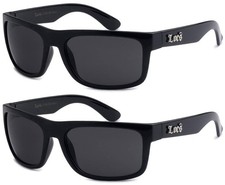 Locs 2 Pack CREEPER Sunglasses Shiny BLACK Lot Gangster Cholo Designer Shades